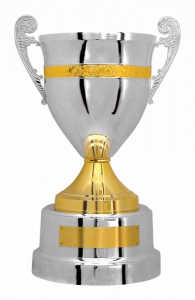 Taça prateada e dourada c/ alça Ref. 700192 - Alt. 53 cm