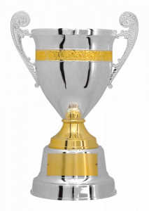 Taça prateada e dourada c/ alça Ref. 700194 - Alt. 43 cm