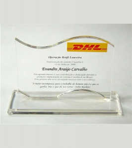 Acrílico - Troféu Acrílico Cristal Recortado Onda